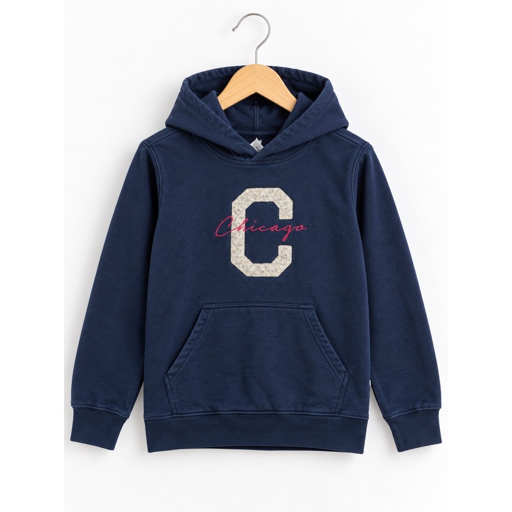 Kids Chicago Navy Blue Pullover Hoodie Collegiate C Sweatshirt Size Small 7/8